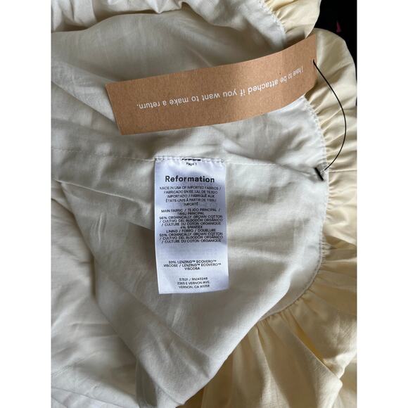 NEW NWT Reformation Clea Bubble Mini Dress Black and Sugar Size 10 - Picture 6 of 7